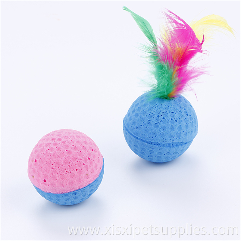 wholesale Latex Golf Sponge foam Balls Cats Toys With Feathers and without feather